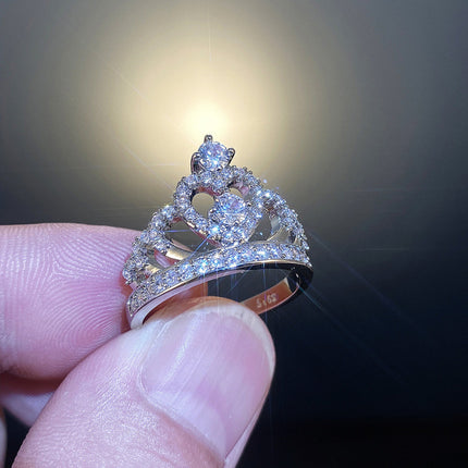 European and American Style Crown Zircon Wedding Ring Women's Classic Fashion Jewelry Wholesale Popular Wedding Ring