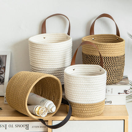 Storage Basket Desktop Woven Cosmetics Storage Basket Hanging Basket Wall Hangable Storage Basket Small Flower Basket Portable Kitchenware Nordic