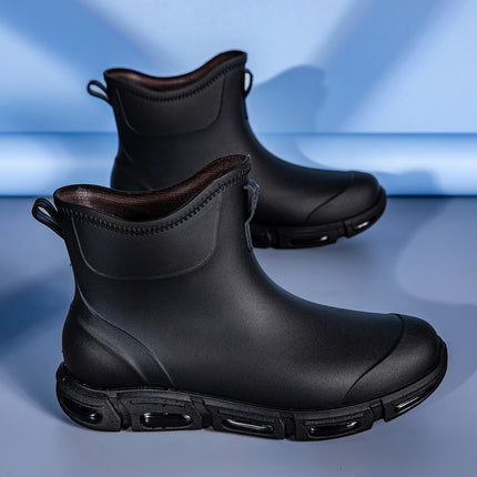 Korean Style Contrasting Color Rain Boots, Sports Style Black Wading Shoes, Outer Fishing Shoes, Kitchen Construction Site Non-Slip Outdoor Functional Shoes