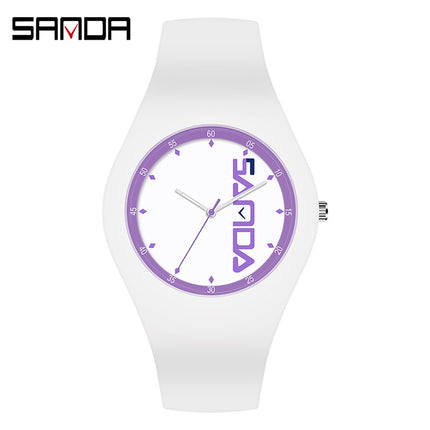 SANDA Outdoor Sports Watch Simple Waterproof Men's and Women's Fashion Quartz Watch Silicone Tape Casual Student Quartz Watch