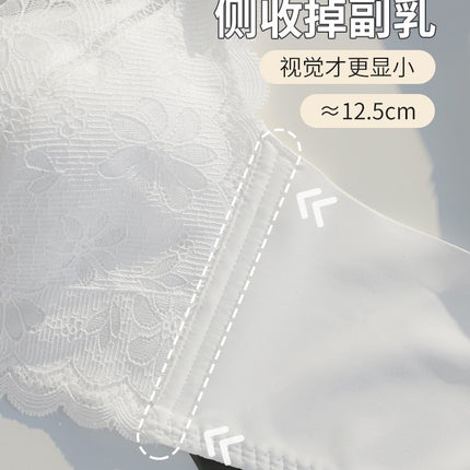 Lace Lingerie for Women with Large Busts, Minimizing Effect, Full Cup, Thin Style, Side Breast Support, Anti-Sagging, Wireless Bra, Beautiful Bust