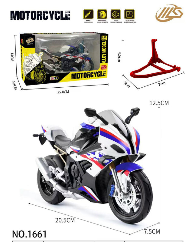 Color Box-Packed 1:10 Chuanqiling Mubao Ma Dukadi Realistic Alloy Motorcycle Model Sound and Light Toy Car Ornament