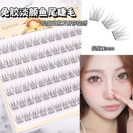 [6 Rows of Glue-Free] New Chinese Style Qingqiu Fox New Soft New Fox False Eyelashes Natural Photogenic Oblique Flying Style