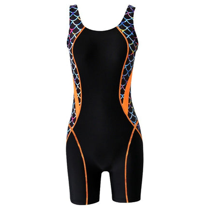 Chubby plus size Sports Slim-fit Slimming Small Chest Professional Racing Conjoined Boxer Swimsuit Women's Snorkeling Surfing Swimsuit