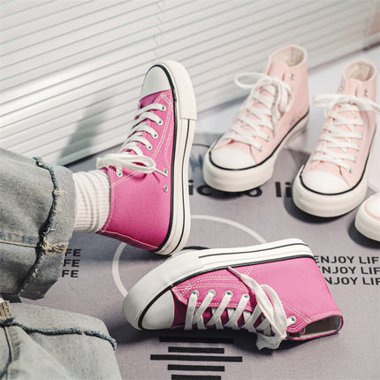 2026 Spring and Autumn New High-Top Canvas Shoes for Female Students, No Logo, Versatile Classic Style, Trendy Casual Sneakers