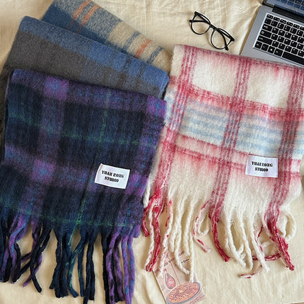 Falling Pool Knitted ~ Korean Style Tassel Scarf Women's Winter High-end Warm All-match Cold-proof Thickened Long Shawl Scarf