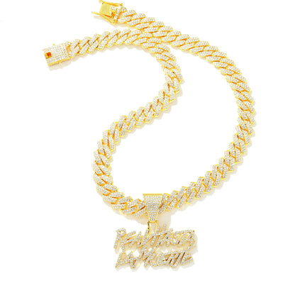 European and American Hip Hop Style reavhasta lamuerte English Splicing Letter Pendant Necklace Diamond Necklace