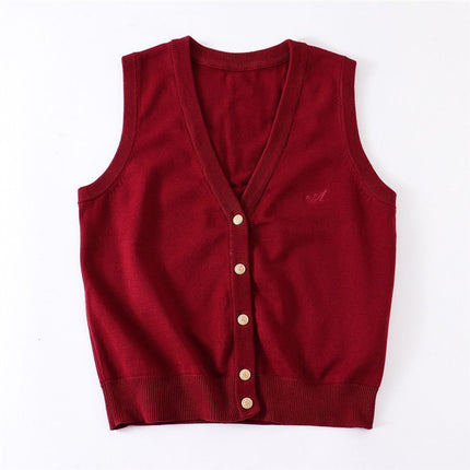 Cyanotic waistcoat [Jizhou Tea Love] JK waistcoat vest v-neck knitted sweater cardigan sleeveless Japanese jk women