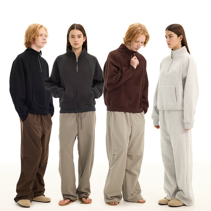 Non-Scub* 25 Autumn/Winter New Cleanfit Line-Segmented Stand Collar Half-Zip Fleece Sweatshirt Casual Sportswear