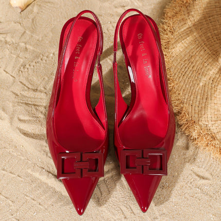 Simple and Luxurious European and American Style Fashionable Simple Buckle Stiletto High Heels Shallow Mouth Pointed Toe Slim Women's Casual Shoes