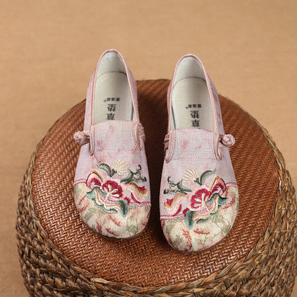 New Style Old Beijing Cloth Shoes for Women, Linen Embroidered, Breathable and Comfortable, Mugwort Deodorant Mom Shoes, Slip-On 625-07