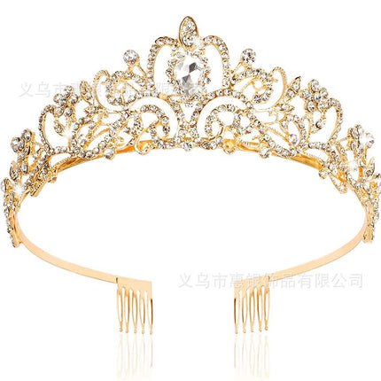 Hot sale crystal diamond bride wedding hair crown birthday headdress hair accessories ball crown car show performance headband