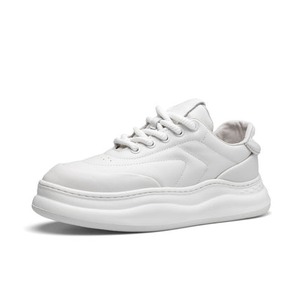 Directly from the Manufacturer, Men's Shoes, Fashionable Autumn New Models, Lightweight Thick-Soled Genuine Leather White Sneakers, Casual Board Shoes, Dropshipping Available