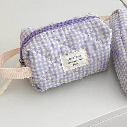 Cross-Border Berry Plaid Cosmetic Bag Korean Ins Large Capacity Student Cosmetics Quilted Toiletry Bag Cosmetics Bag