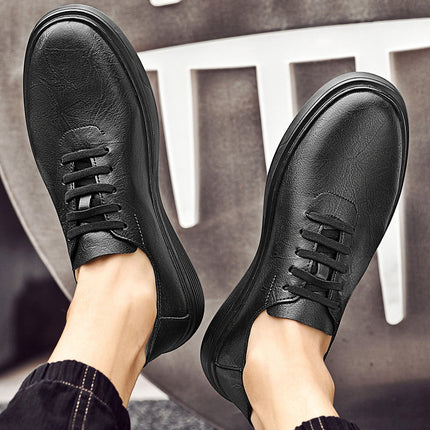 Men's New plus size Cowhide Board Shoes Men's European Station Trendy Casual Pure White Shoes Slip-on Loafers