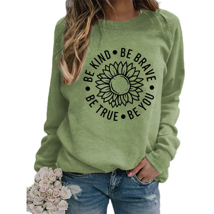 Foreign trade supply be like flower printed round neck jacket sweater European size ladies coat long sleeve cross-border autumn and winter