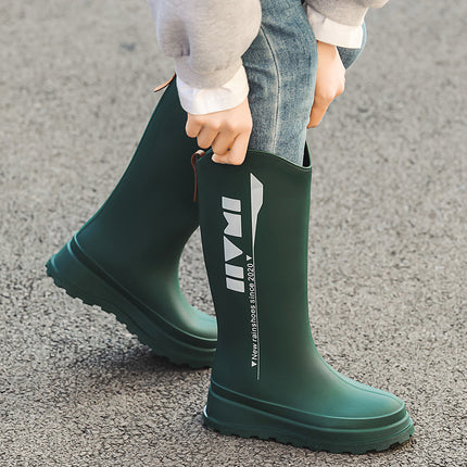 Korean-Made Single-Layer Russian Cross-Border Fashion High-Top Women's Rain Boots, Non-Slip Waterproof Rubber Shoes, Versatile New Style