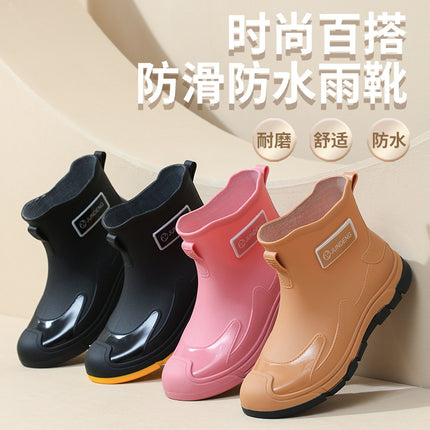Fashionable Men's and Women's Rain Boots Short-Tube New Water Shoes Couple Rain Boots Non-Slip Waterproof Kitchen Car Wash Fishing Shoes Cross-Border Batch