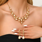 Champagne necklace + earrings