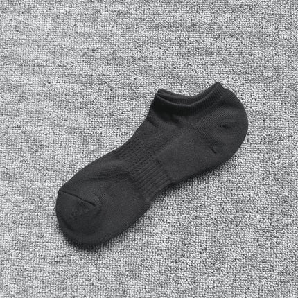 White Sports Towel Bottom Socks Men's Pure Cotton Mid-length Socks Spring and Summer Thin Boys Long Barrel Basketball Socks Black Short Socks