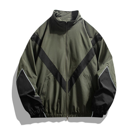 Russian Foreign Trade Trendy Brand Reflective Patchwork Stand-Up Collar Jacket Spring and Autumn Loose Sports Casual Jacket for Men