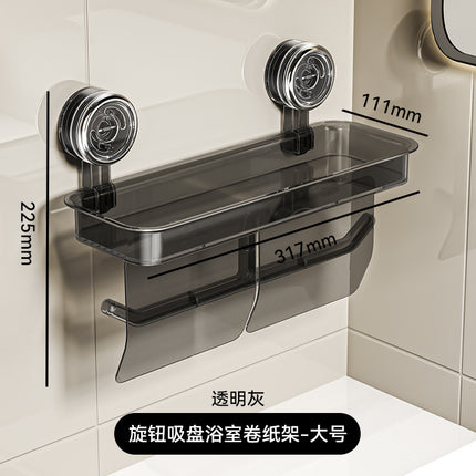 Suction Cup Toilet Roll Paper Holder Wall-mounted Punch-free Toilet Paper Rack Waterproof Tissue Box Bathroom Toilet Paper Box