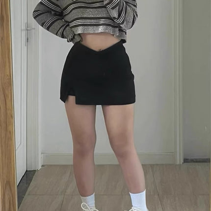 Slightly Fat mm Slimming Look Black Skirt Women's Summer 2024 New Pear-Shaped Body Large Size Flesh-Covering A-Line Hip-Hugging Short Skirt