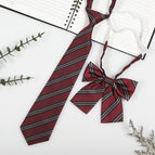 Black stripes on red background (tie + collar flower)