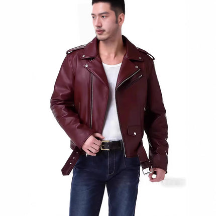 2025 Autumn and Winter New Export European and American Leather Motorcycle Leather Jacket Motorcycle Jacket Men's Aliexpress Casual