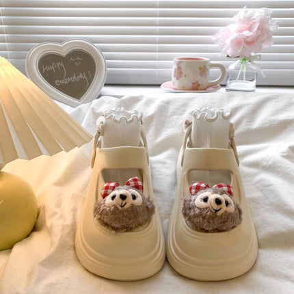 Princess Lace Bow Slippers Women's Spring and Summer Small Height-raising Baotou Slippers Two-way Slip-on Half Slippers