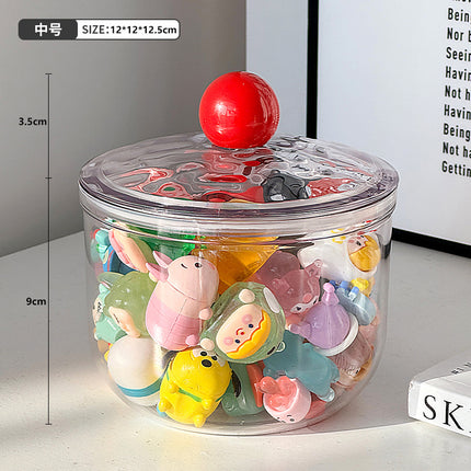 Cute Storage Can Transparent Dustproof Small Hand-held Greedy Baby Mini Bubble Mart Lego Storage Box