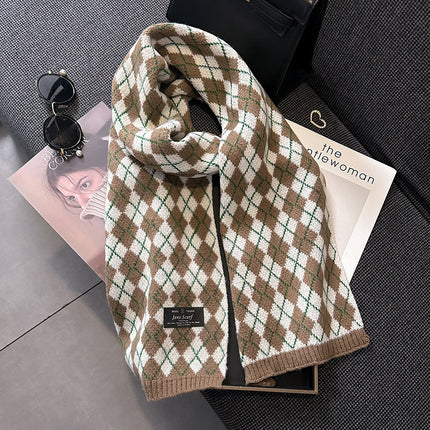 Scarf Women's Winter 2024 New Cashmere Knitted Thickened Scarf Ankora Red White Warm Student Wholesale