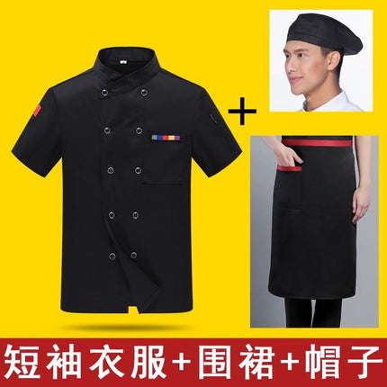 Chef Work Clothes Short-Sleeved Wholesale Men's Kitchen Hotel Catering Foreign Trade Restaurant Printable Embroidered Chef Uniform Long-Sleeved Suit