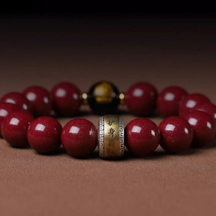 Imitation Cinnabar Loose Bead Bracelet Men's Zodiac Year Dragon Men's Bracelet Agate Natal Buddha Bracelet Gift Handheld Accessories for Women