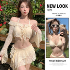 creamy-white (four-piece swimsuit) / Wholesale please shoot [free size]]