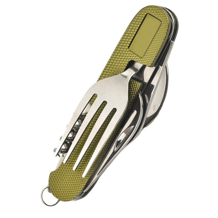Stainless Steel 6-in-1 Multifunctional Cutlery Foldable Knife, Fork, Spoon Outdoor Picnic Set Portable Outdoor Tool