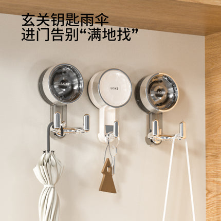 Rotary suction cup hook strong vacuum non-punching sticky hook bathroom seamless toilet removable double hook