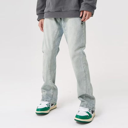 American Style High Street Vibe Style Pants Washed Old Dipped Loose Fashionable Fried Jeans Straight Slim-Fit Casual Pants