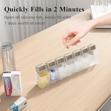 In-Stock Weekly Pill Organizer 1Timeaday Magnetic Pill Box Pill Storage Box Simple and Portable