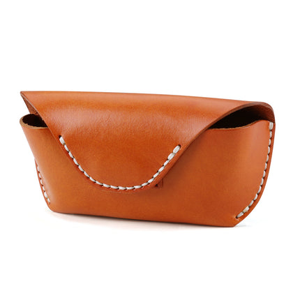 Cross-Border Hot-Selling Genuine Leather Glasses Case, Multifunctional Glasses Storage Box, Retro Sunglasses, Reading Glasses Storage Leather Box