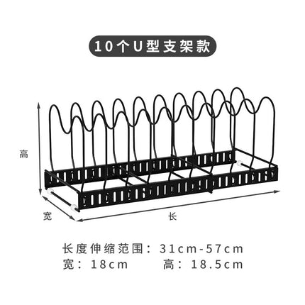 Cross-Border Popular Retractable Dishware and Pot Rack Kitchen Dish Rack Storage Rack Cabinet Plate Pot Storage Rack