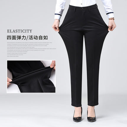 Women's Trousers for Spring and Summer Thin Professional High Waist Straight Tube Dummy Cropped Black Trousers for Work Dress Pants for Women