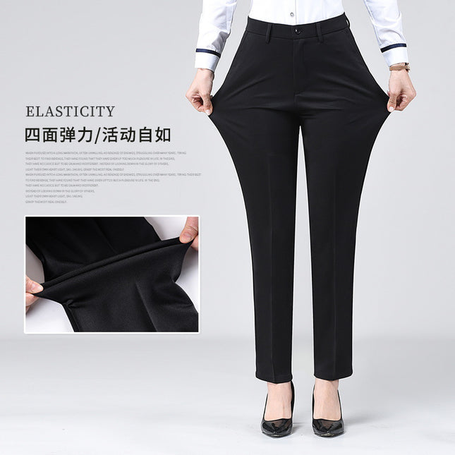 Women's Trousers for Spring and Summer Thin Professional High Waist Straight Tube Dummy Cropped Black Trousers for Work Dress Pants for Women