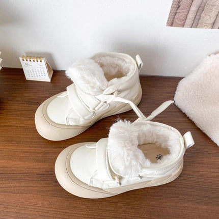 Thick-Soled Plush Cotton Shoes for Women, High-Top White Shoes, 2025 New Large-Toe Sneakers, Winter Warm Snow Boots