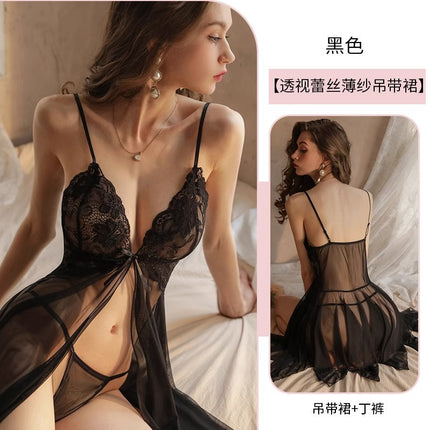 Pajamas Women's Sexy Non-Take-off plus size Underwear Advanced Sense Nightgown Sexy Bed Slip Skirt Pure Desire Qqny Summer