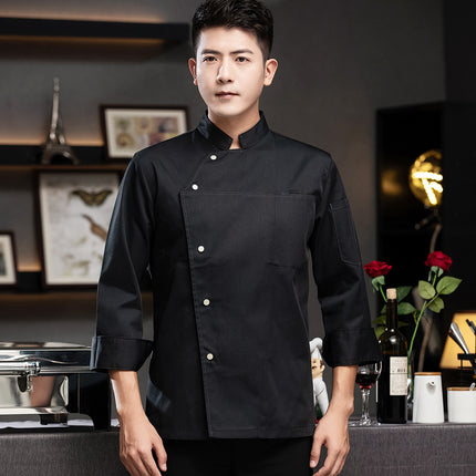 High-End Blue Chef Work Clothes Men's Short-Sleeved Summer Hotel Chef Clothing Women's Breathable Mesh Catering Kitchen Long-Sleeved