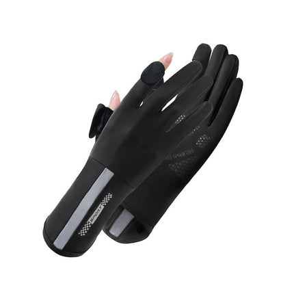 New ice sunscreen gloves summer riding non-slip breathable ice silk gloves high elastic finger flip touch screen gloves wholesale