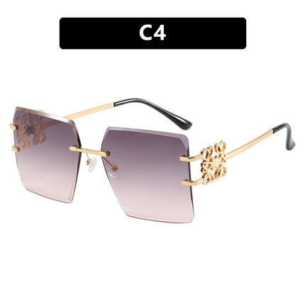Bow Square Metal Fashion Frameless Cut Sunglasses Large Frame Slim Sunglasses European and American Trend Sunglasses