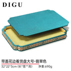 Large size of lace checking plate with cover - emerald color