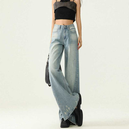 Trendy Wide-Leg Jeans for Women 2025 Autumn New High-Waisted Slimming Drapey Loose Floor-Length Pants